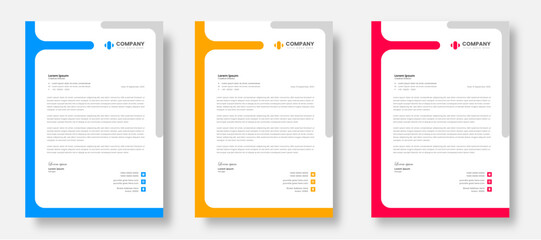 corporate modern letterhead design template set with yellow, blue and red color. creative modern letter head design templates for your project. letterhead design. letter head design.