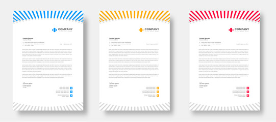 corporate modern letterhead design template set with yellow, blue and red color. creative modern letter head design templates for your project. letterhead design. letter head design.