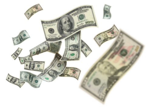 Money dollars flying. Financial savings, a concept. Financial crisis and deposit. Creative idea and money 