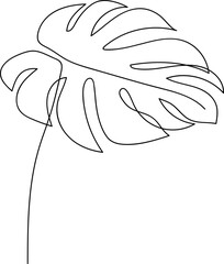 Monstera Leaf One Line Minimal