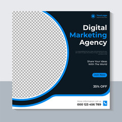 Business Social Media Post Template, Modern Digital Marketing Agency Banner Design, Web Banner, Sale, Flyer, Vector Illustration