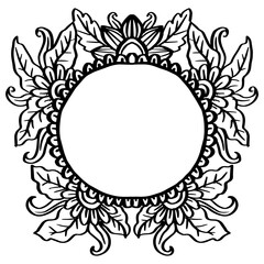 Hand drawing beautiful flower circle frame