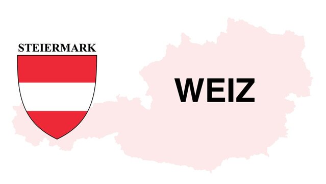 Weiz: Illustration mit dem Ortsnamen der &Ouml;sterreichischen Stadt Weiz im Bundesland Steiermark