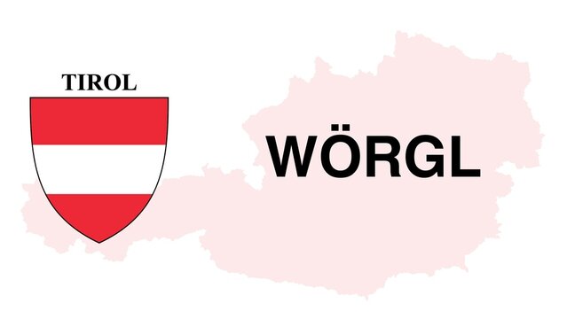 Wörgl: Illustration mit dem Ortsnamen der Österreichischen Stadt Wörgl im Bundesland Tirol