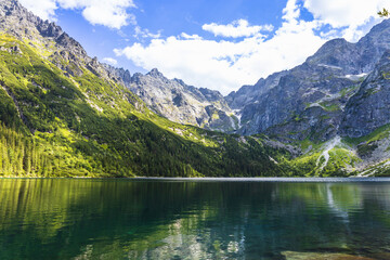 Fototapeta na wymiar Mountain lake located in the High Tatras mountain range