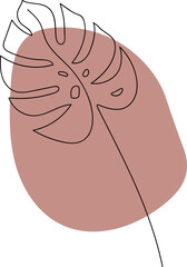 Monstera Plant Minimal Line Abstract