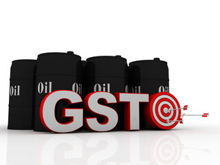 3d illustration oil barrel gst with target
