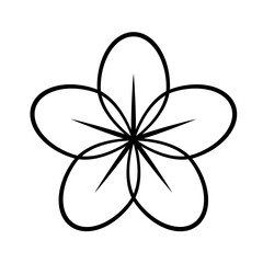 Black line art flower icon illustration, flower head outline decoration.