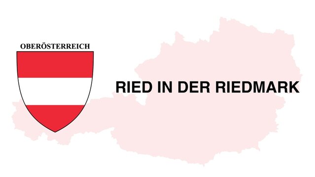 Ried in der Riedmark: Illustration mit dem Ortsnamen der Österreichischen Stadt Ried in der Riedmark im Bundesland Oberösterreich