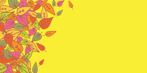 leaves background - Autumn design - line art style
