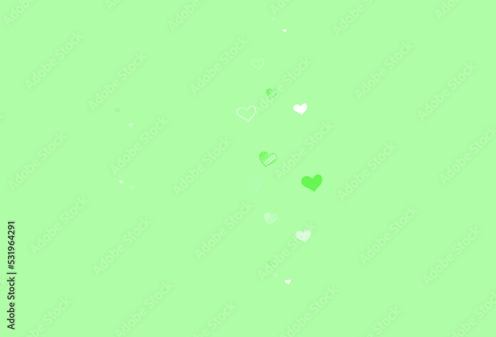 Poster Light Green vector pattern with colorful hearts.