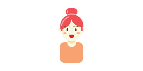 vector illustration of red hair girl