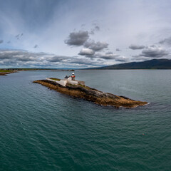 view of the historic Fenit Lighthouse on Little Samphire Island in Tralee Bay