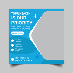 Set of Modern social media post template. Abstract blue wave shape frame with place for the photo. Usable for social media, website, flyers, and banners.