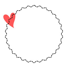 Circle Love Frame Clipart Element with heart