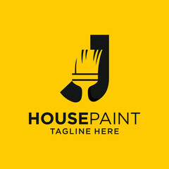 Letter J Paint Brush Logo Design Template Inspiration, Vector Illustration.