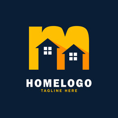 Letter M House Logo Design Template Inspiration, Vector Illustration.