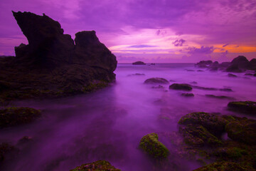 stunning sunset at the rock beach