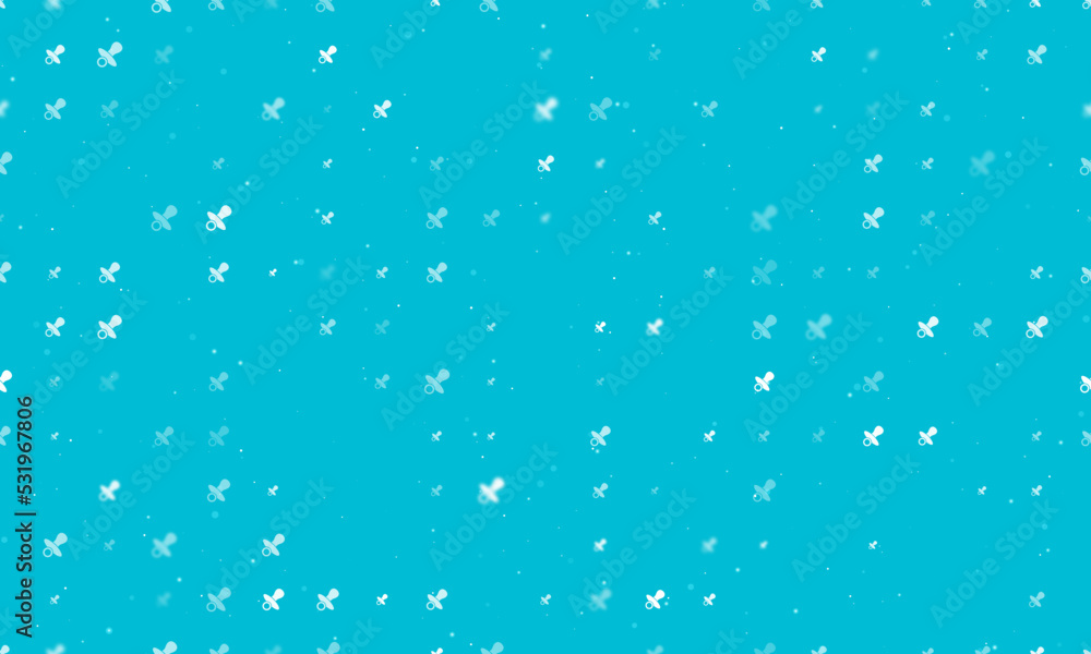 Poster seamless background pattern of evenly spaced white nipple symbols of different sizes and opacity. ve