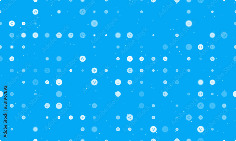 Poster seamless background pattern of evenly spaced white gramophone record symbols of different sizes and 