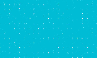 Seamless background pattern of evenly spaced white balloon symbols of different sizes and opacity. Vector illustration on cyan background with stars