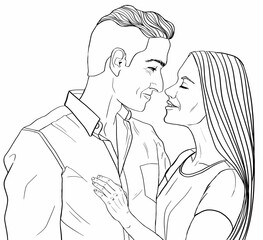 Coloring girl trying to kiss her soul mate