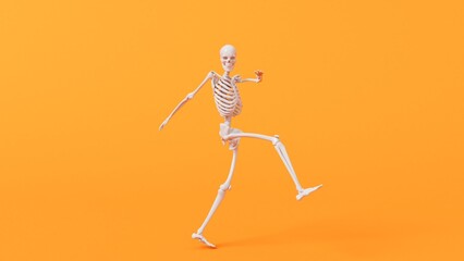 Fun halloween dancing skeleton character. 3D Rendering