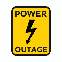 power outage, yellow warning sign, vector illustration 