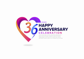 36 years anniversary colorful icon logo design vector template