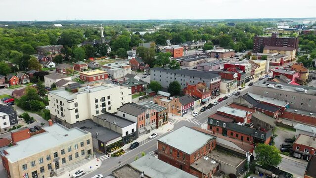 Aerial scene of Thorold, Ontario, Canada 4K