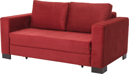 modern red suede couch sofa  isolated