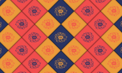 Diagonal floral tiles pattern