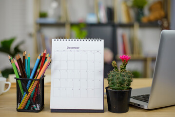 Calendar desk placed on business table. Desktop Calender for Planner to plan agenda, timetable,...