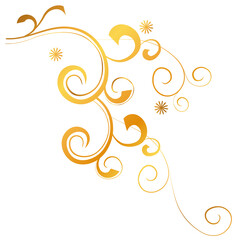 abstract golden floral with swirls and flowers