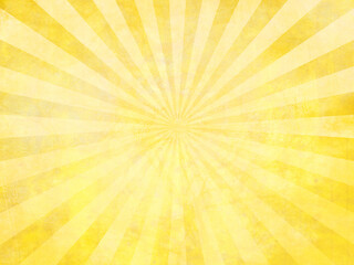 Sunny yellow background. Abstract poster layout with sunburst motif. Retro style.