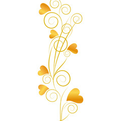 abstract golden floral border with hearts