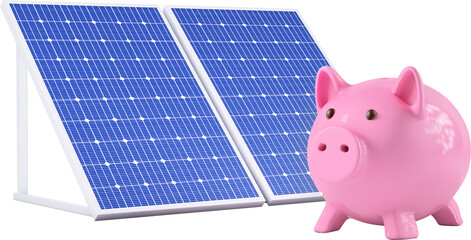 Solar panels with piggy bank
