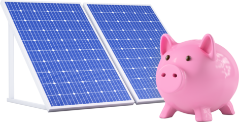Solar panels with piggy bank