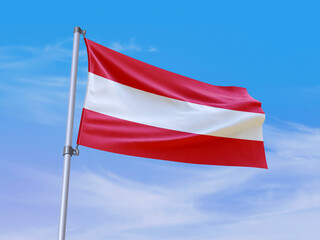Beautiful Austria flag waving with sky background - 3D illustration - 3D render