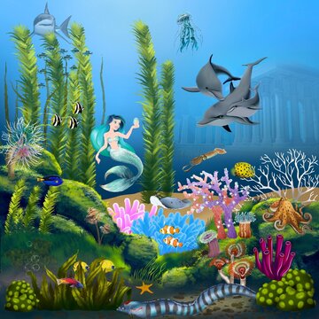 Underwater cartoon word