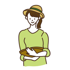 農業女子　農家　ゆるイラスト　女性