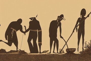 Archeologists. High quality 2d illustration