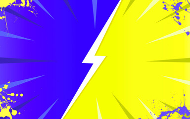 Blue Purple & Yellow Color Battle Action Comic with Zoom Lines Background for Thumbnail