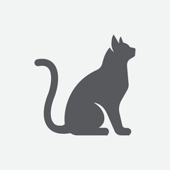 Fototapeta na wymiar Cat silhouette icon. Elegant cat sitting side view. Cat animal element. Vector illustration