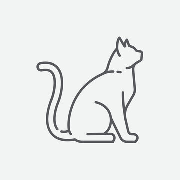 Cat silhouette icon. Elegant cat sitting side view. Cat animal element. Vector illustration