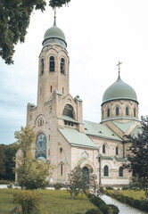 Fototapeta na wymiar Ukraine, old brick church, big church