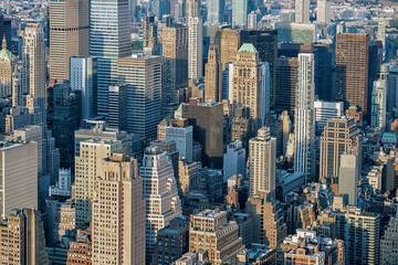 Fototapeta na wymiar Buildings in Manhattan viewed from high up, New York