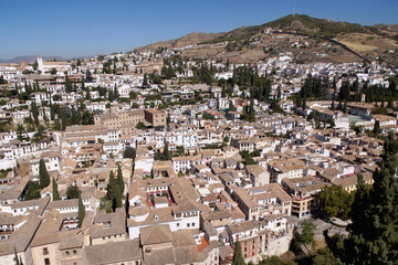 Granada (Spain). View of the Albaicín neighborhood from the Alhambra in Granada
