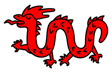 Red Dragon. Chinese horoscope 2024 year. Animal symbol illustration. Doodle sketch