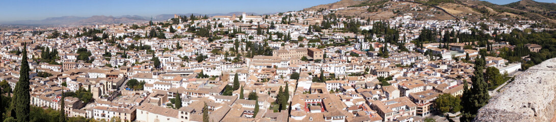 Fototapeta na wymiar Granada (Spain). View of the Albaicín neighborhood from the Alhambra in Granada